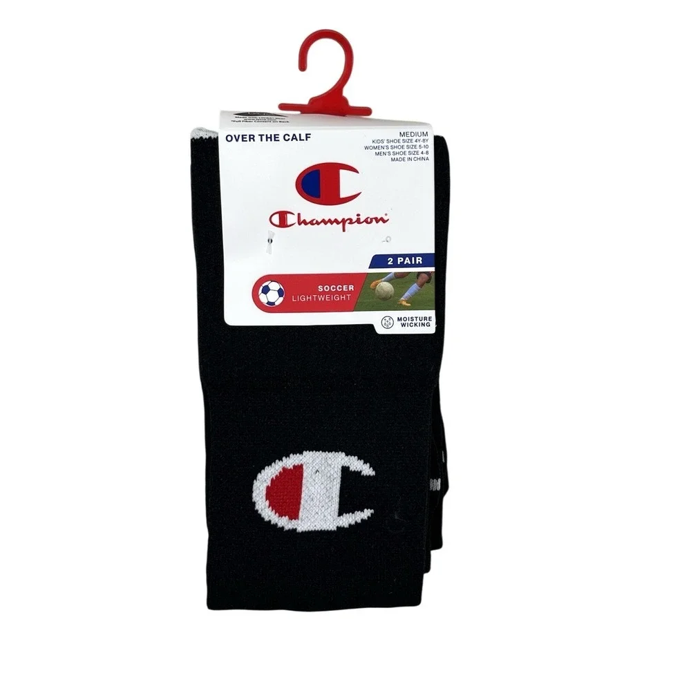 New Champion Over the Calf Socks Sz Medium  2 Pairs Soccer Lacrosse Sports‎